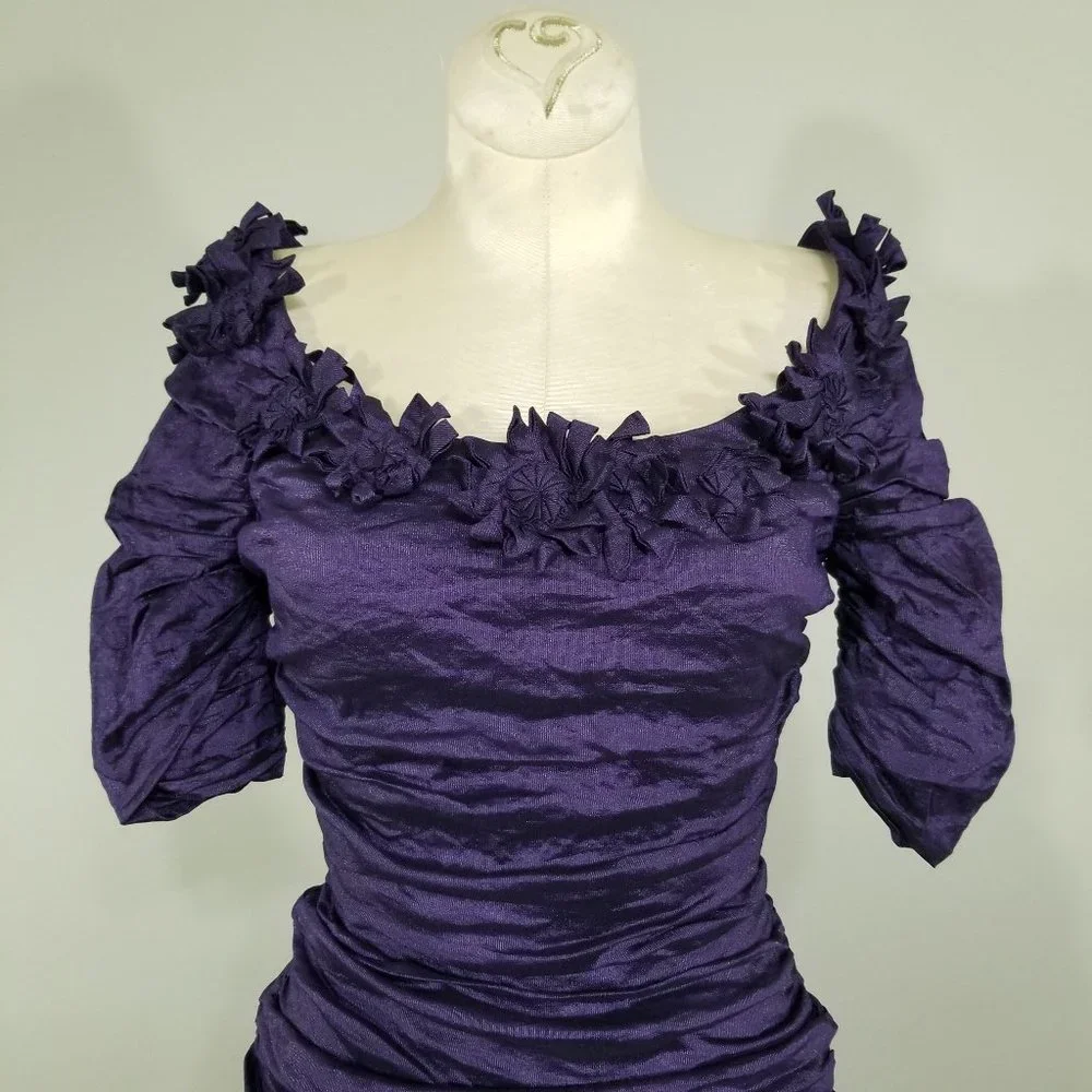 BCBGMAXAZRIA Meridith Mini Dress Size 2 Womens Metallic Purple Body Con Cocktail